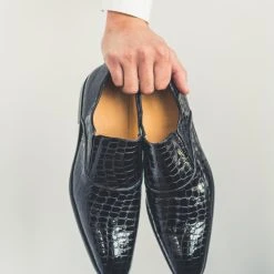 Paulo Bellini Mantova Black Trouwschoenen -Poirier shop paulo bellini croco lack black mens wedding shoes 6