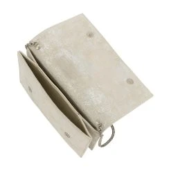 Fiarucci Bridal Svenja Bruidstasje Zilver -Poirier shop svenja off white silver suede leather 3